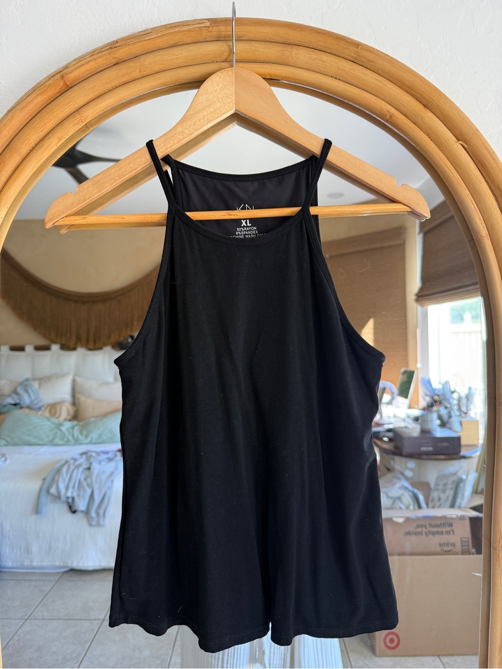 Klassy Network Black High Neck Slim-Strap Tank